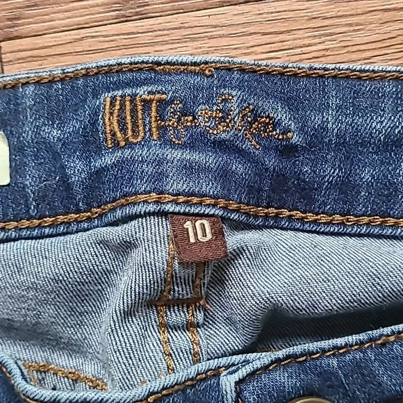 Kut From The Kloth Kick Flare Capri Dark Blue Jean Stretch Womens Size 10 - Picture 12 of 14